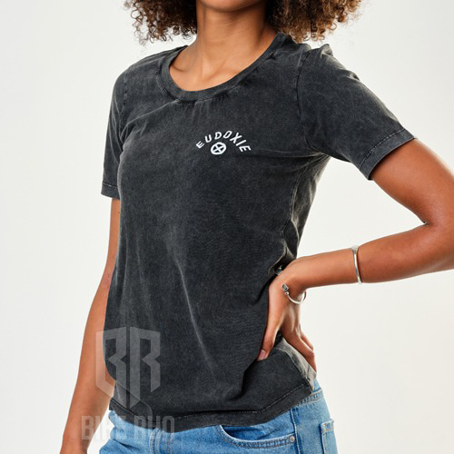 유독시 EUDOXIE 여성용 우먼 반팔티 보니 빈티지 블랙 클래식 티셔츠