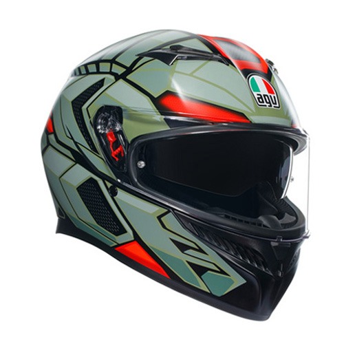 AGV K3 DECEPT MATT BLACK GREEN RED 풀페이스 디셉트 라이더 오토바이 스쿠터 헬멧