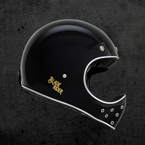 BLADE RIDER CHROME BLACK 블레이드 라이더 유광 블랙 풀 페이스 소두핏 클래식 오토바이 바이크 헬멧